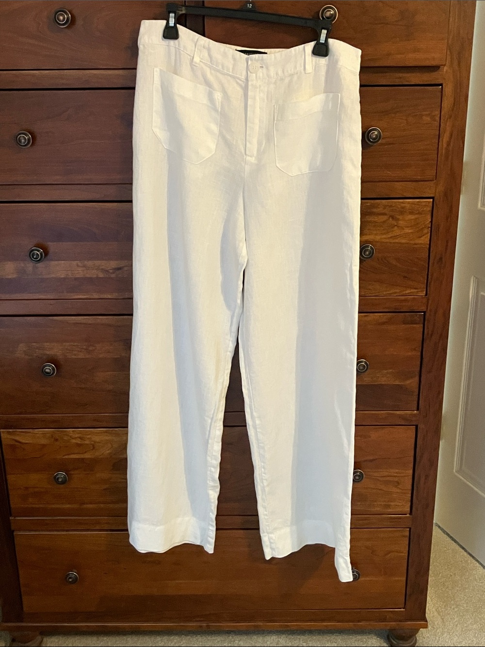 Sanctuary White 100% Linen Wide-Leg Pants